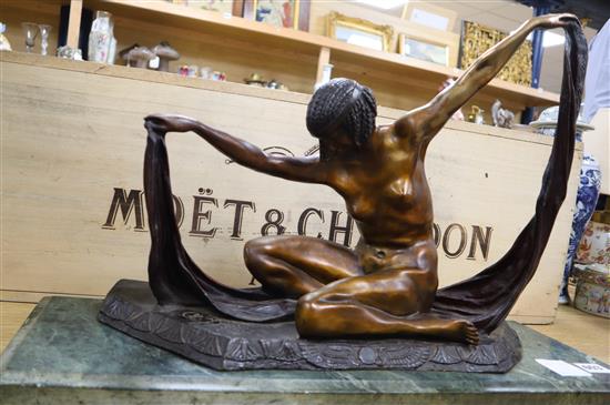 After Colinet. A bronze Egyptian dancer, width 60cm